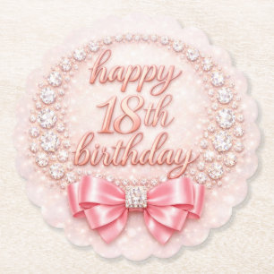 Dessous-de-verre En Papier Conception Joyeux 18e Anniversaire Diamant Rose Gl