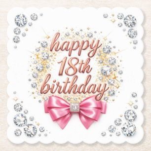 Dessous-de-verre En Papier Conception Joyeux 18e Anniversaire Glam Rose Diama