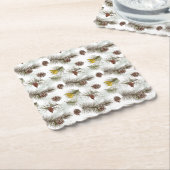 Dessous-de-verre En Papier Cônes de pin d'automne (Incliné)