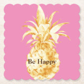 Dessous-de-verre En Papier Confetti d'ananas rose jaune (Devant)