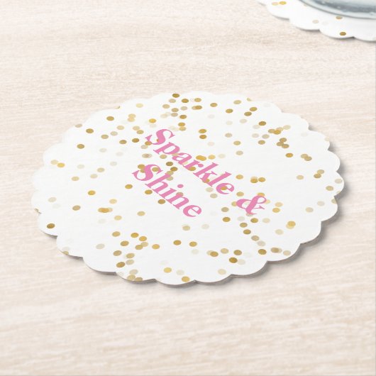Dessous-de-verre En Papier Confetti en or blanc (Incliné)