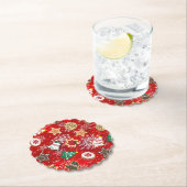 Dessous-de-verre En Papier Cookies de Noël et flocons de neige en rouge (En situation)