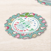 Dessous-de-verre En Papier Cookies Noël Turquoise (Incliné)