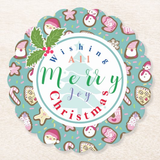 Dessous-de-verre En Papier Cookies Noël Turquoise (Devant)
