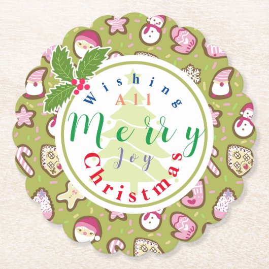 Dessous-de-verre En Papier Cookies Vert Noël (Devant)