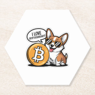 Dessous-de-verre En Papier Cool Corgi aime Cryptomonnaie