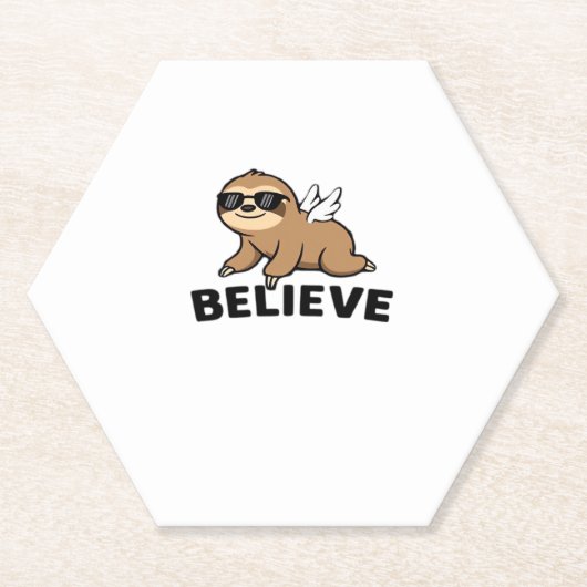 Dessous-de-verre En Papier Cool Flying Sloth Croyez Drôle Motivational Design (Devant)