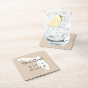 Dessous-de-verre En Papier Coordonnées GPS à la maison Longitude Latitude Mia