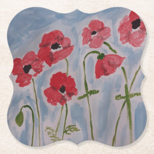 Dessous-de-verre En Papier Coquelicots Rouges Sauvages