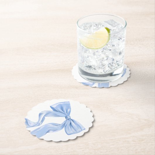 Dessous-de-verre En Papier Coquette Bleue Bleue Élégante (En situation)