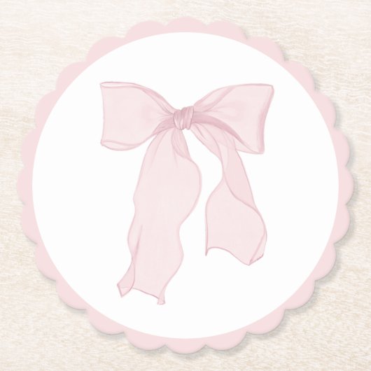 Dessous-de-verre En Papier Coquette Bow rose Anniversaire (Devant)