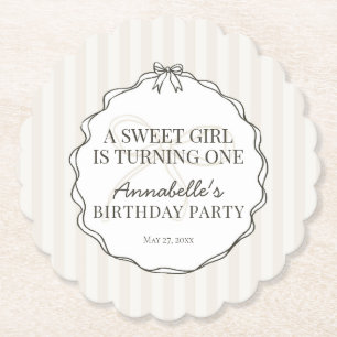 Dessous-de-verre En Papier Coquette noire Bow Beige Anniversaire