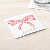 Dessous-de-verre En Papier Coquette Pink Strited Bow (Incliné)