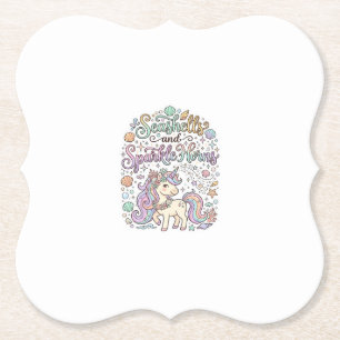 Dessous-de-verre En Papier Coquilles de licorne et cornes scintillantes Vecte