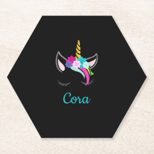 Dessous-de-verre En Papier Cora Arc-en-Ciel T-Shirt Licorne Nom