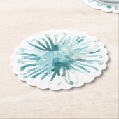 Dessous-de-verre En Papier Corail d'aquarelle - bleu 2 (Incliné)