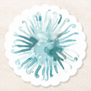 Dessous-de-verre En Papier Corail d'aquarelle - bleu 2