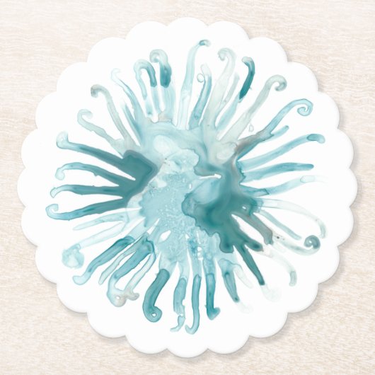 Dessous-de-verre En Papier Corail d'aquarelle - bleu 2 (Devant)