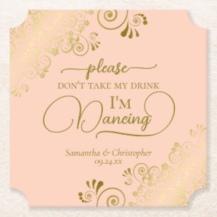 Dessous-de-verre En Papier Coral Peach & Gold Ne prenez pas mon Mariage de bo