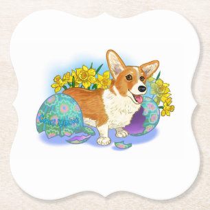 Dessous-de-verre En Papier Corgi de Pâques