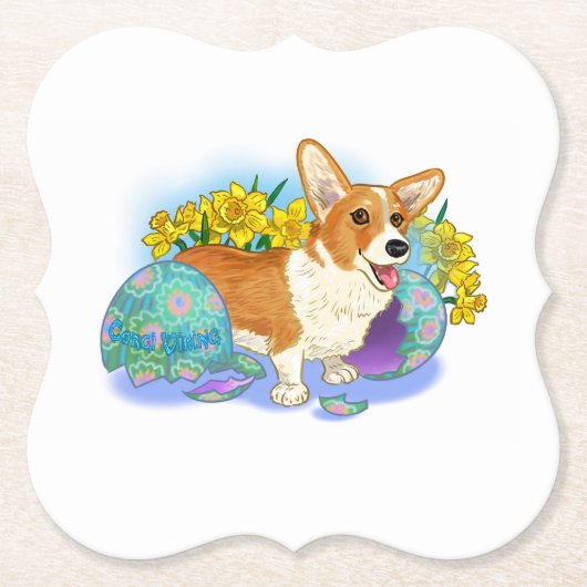 Dessous-de-verre En Papier Corgi de Pâques (Devant)