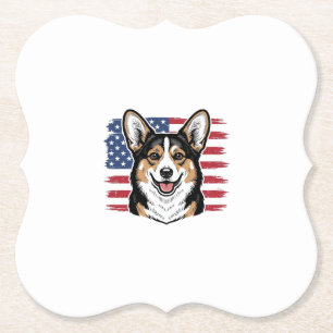 Dessous-de-verre En Papier Corgi patriotique drapeau américain vecteur vintag