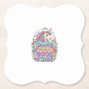 Dessous-de-verre En Papier Corne Groovy Licorne Bonnes Vibrations Charmant PO