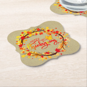 Dessous-de-verre En Papier Correspondance Thanksgiving Autumn Leaf Tons