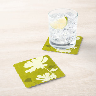 Dessous-de-verre En Papier Cosmos Floral Silhouette Lime Vert Été Accueil