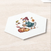 Dessous-de-verre En Papier Cosy Citrouille Café Goose Fall Art (Incliné)