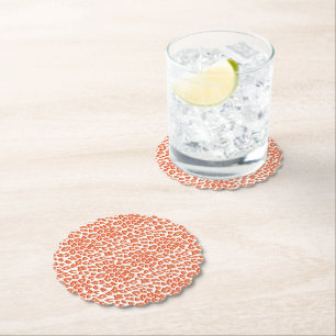 Dessous-de-verre En Papier Couleur orange et Empreinte de léopard blanc