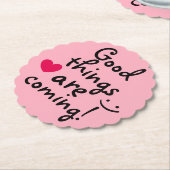 Dessous-de-verre En Papier Couleur rose pâle du message positif (Incliné)