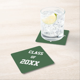 Dessous-de-verre En Papier Couleurs de l'école verte et blanche et année de c
