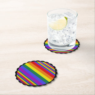 Dessous-de-verre En Papier Couleurs LGBT Pride Noir