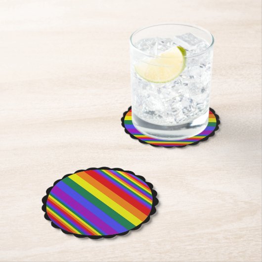 Dessous-de-verre En Papier Couleurs LGBT Pride Noir (En situation)