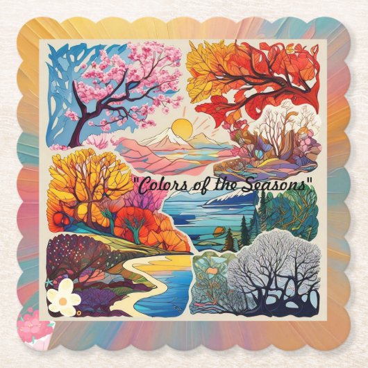 Dessous-de-verre En Papier "Couleurs saisonnières vives" (Devant)