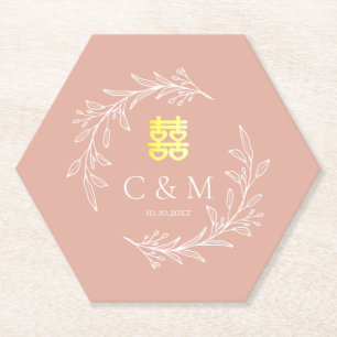 Dessous-de-verre En Papier Couronne de feuilles rose poussiéreuse boho pour m