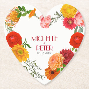 Dessous-de-verre En Papier Couronne Florale - Enregistrer La Date