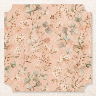 Dessous-de-verre En Papier Couverture de bébé florale vintage moutarde à moti