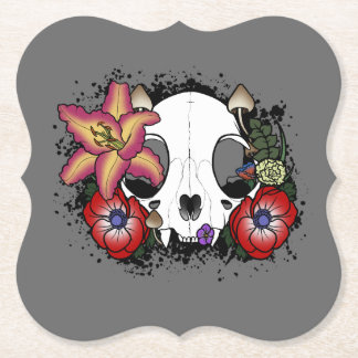 Dessous-de-verre En Papier Crâne de chat Doom et Bloom