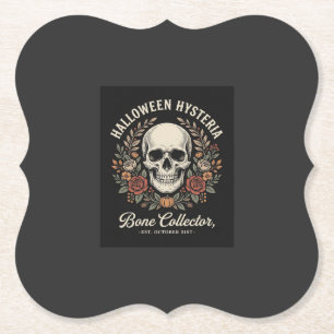 Dessous-de-verre En Papier Crâne de Halloween Fleurie Os Collecteur Design_1