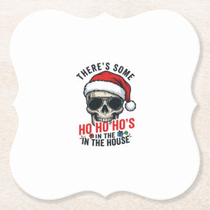 Dessous-de-verre En Papier Crâne de Noël Ho Ho Ho Humour Design