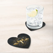 Dessous-de-verre En Papier Crâne d'oiseaux dorés sur arrière - plan noir (En situation)