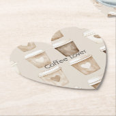 Dessous-de-verre En Papier Cream Coffee Heart Cups (Incliné)