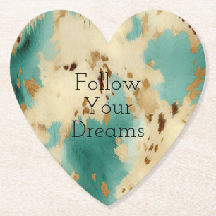 Dessous-de-verre En Papier Cream Gold Turquoise Cowhide Animal