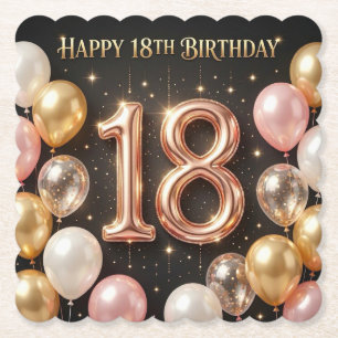 Dessous-de-verre En Papier Création Joyeux 18e Anniversaire avec Ballon Métal