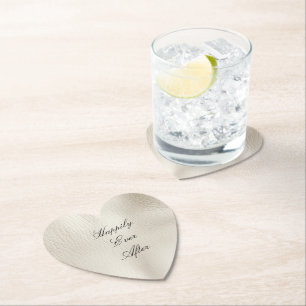 Dessous-de-verre En Papier Crème blanche Faux Mariage en cuir