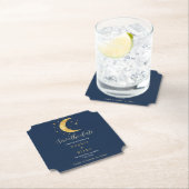 Dessous-de-verre En Papier Crescent Moon Starry Night Navy Enregistrer la dat (En situation)