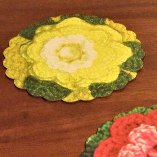 Dessous-de-verre En Papier Crochet du concepteur de fleurs jaunes Imprimable 
