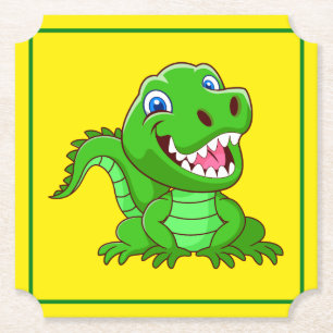 Dessous-de-verre En Papier Crocodile souriant Cartoon-64836